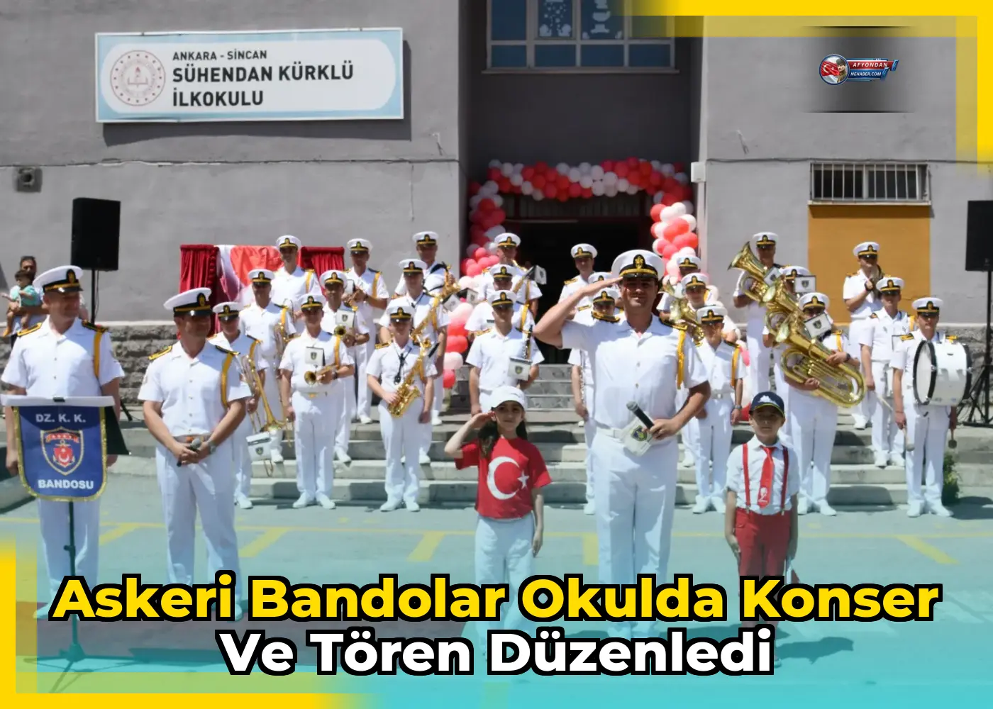 Askeri bandolar okulda konser ve tören düzenledi