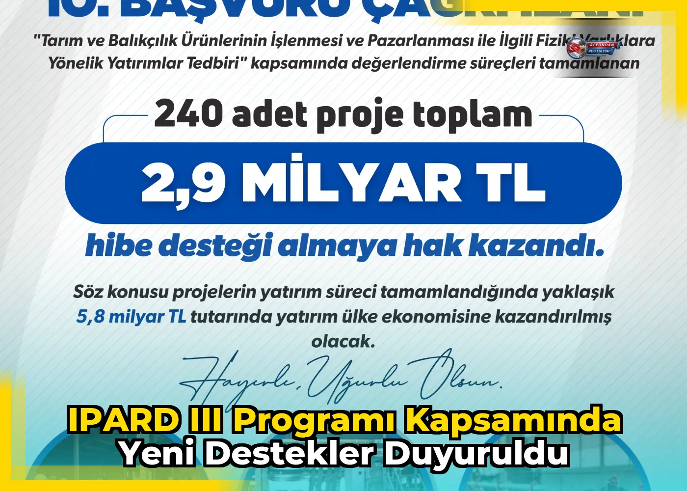 IPARD III Programı kapsamında yeni destekler duyuruldu