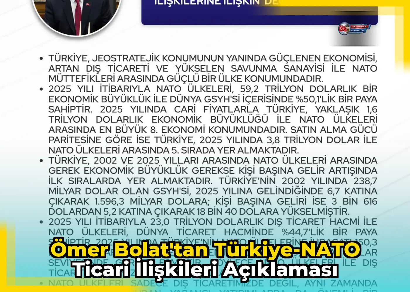 Ömer Bolat'tan Türkiye-NATO ticari ilişkileri açıklaması