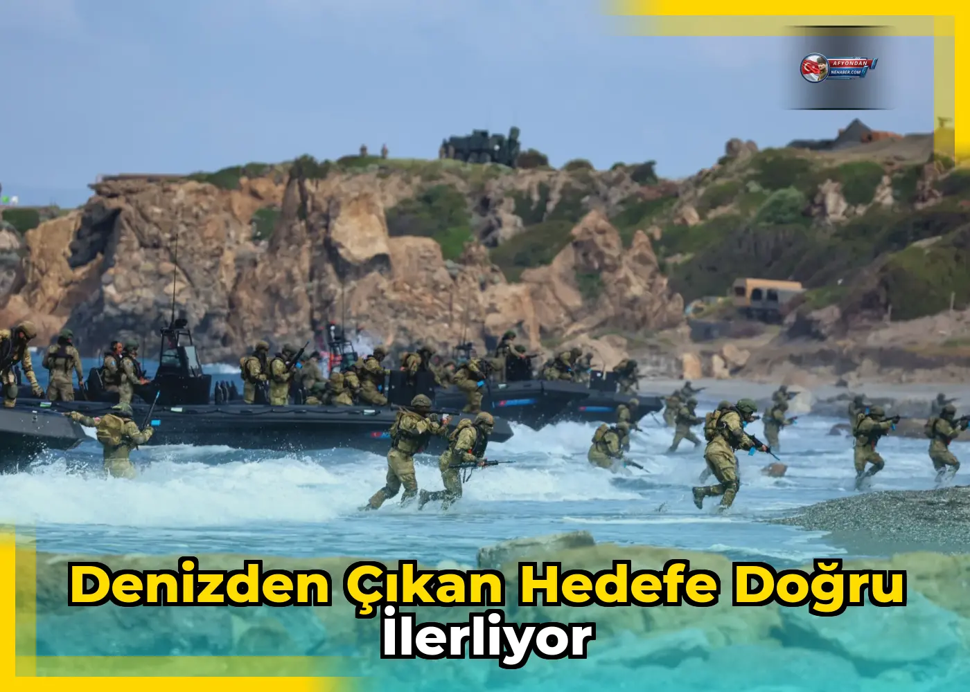 Denizden çıkan hedefe doğru ilerliyor