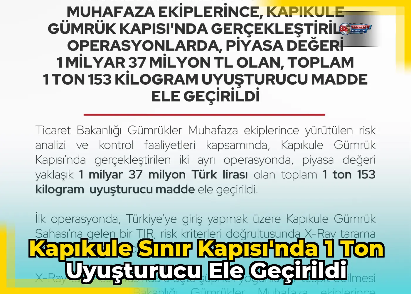 Kapıkule Sınır Kapısı'nda 1 ton uyuşturucu ele geçirildi