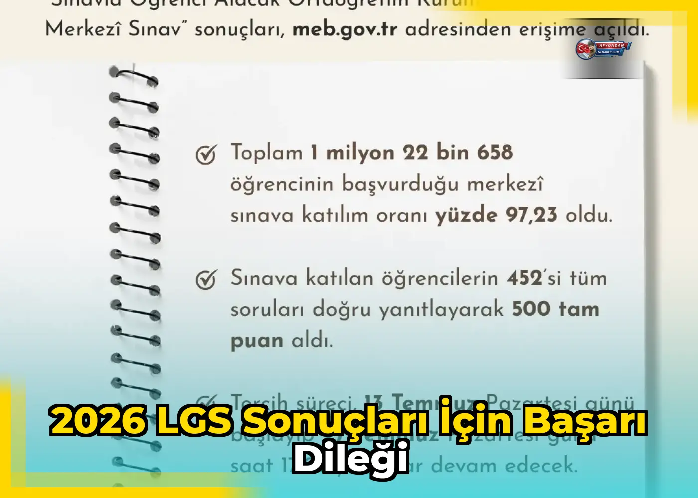 2026 LGS sonuçları için başarı dileği
