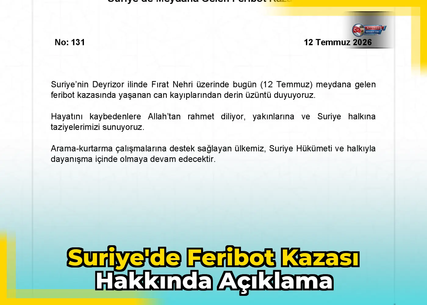 Suriye'de Feribot Kazası Hakkında Açıklama