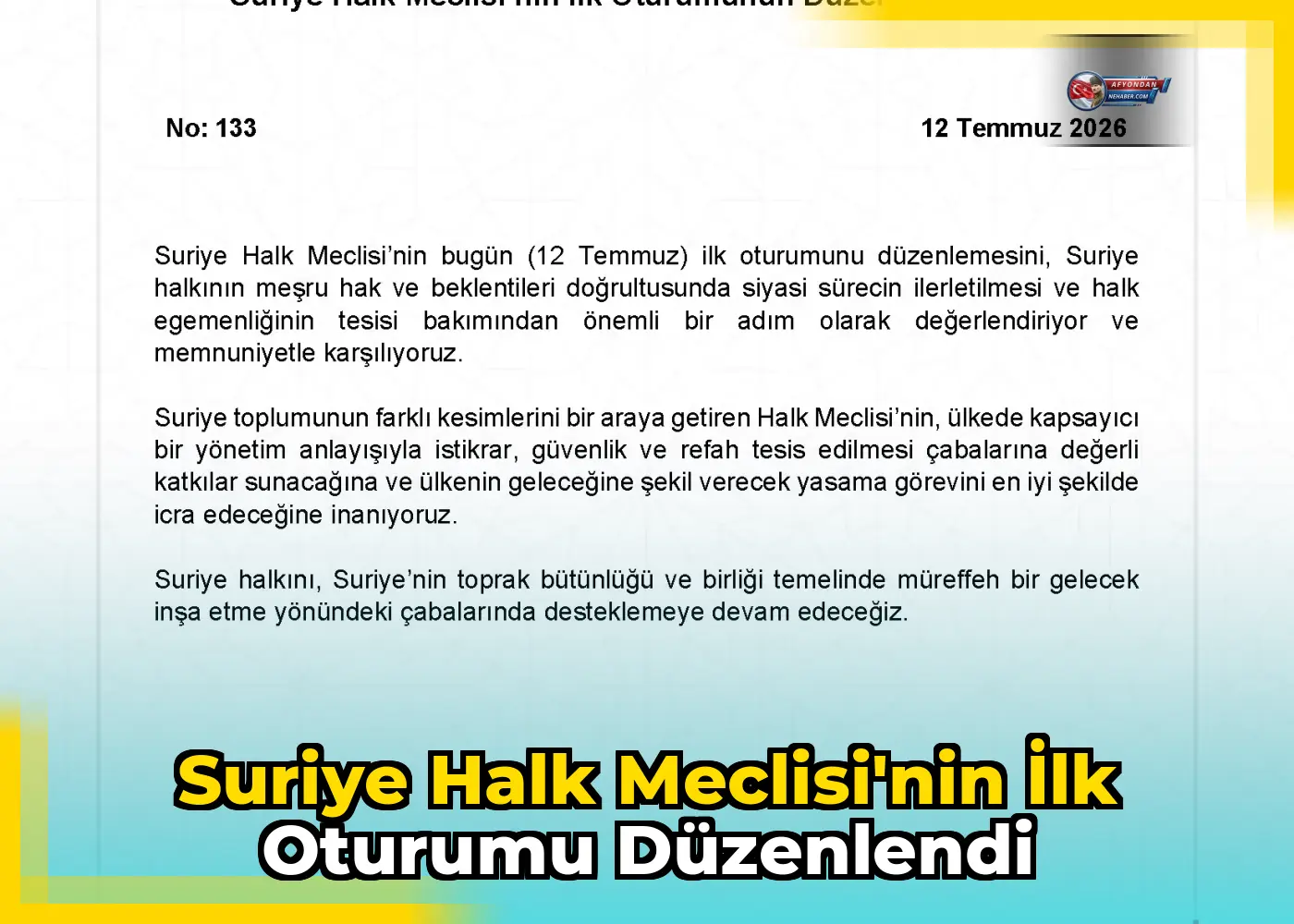 Suriye Halk Meclisi'nin İlk Oturumu Düzenlendi