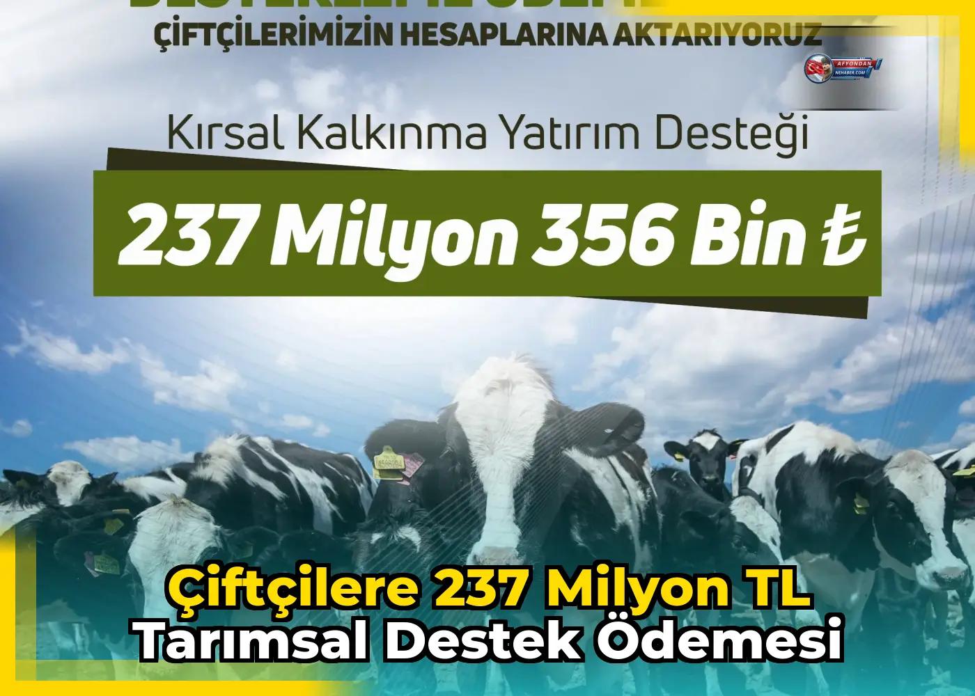 Çiftçilere 237 milyon TL tarımsal destek ödemesi