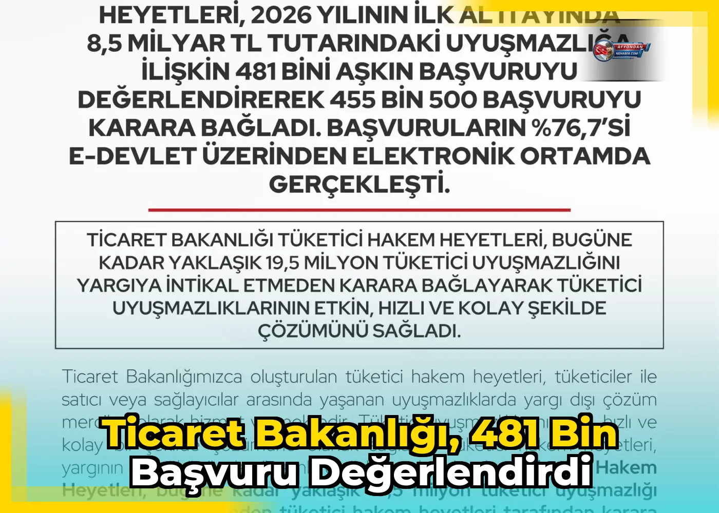 Ticaret Bakanlığı, 481 bin başvuru değerlendirdi