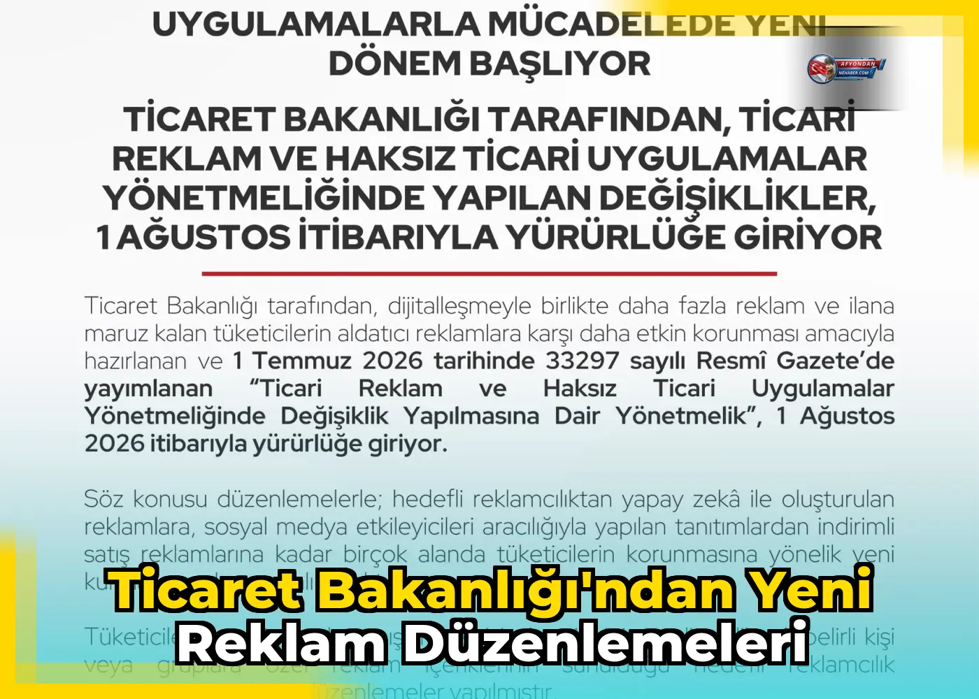 Ticaret Bakanlığı'ndan yeni reklam düzenlemeleri