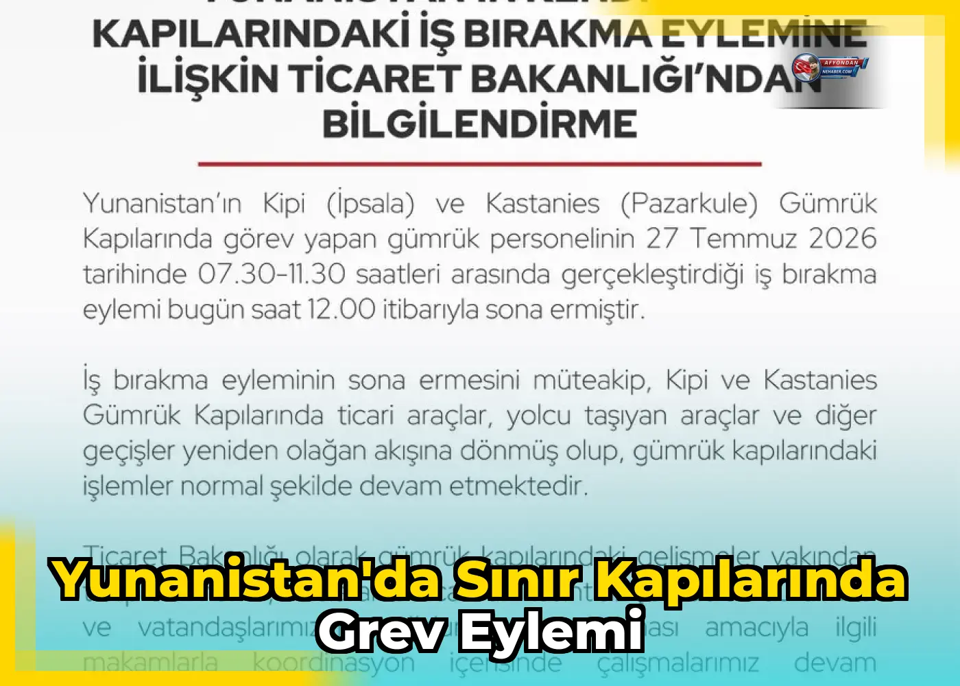 Yunanistan'da Sınır Kapılarında Grev Eylemi