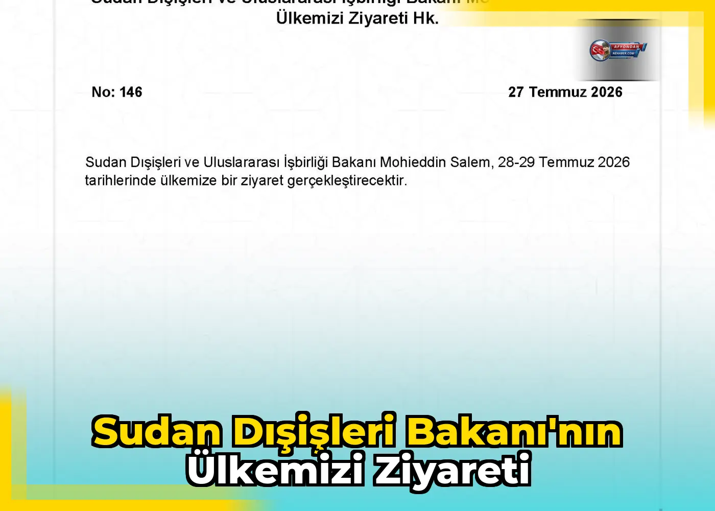 Sudan Dışişleri Bakanı'nın Ülkemizi Ziyareti