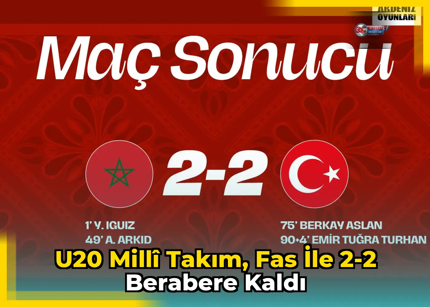 U20 Millî Takım, Fas ile 2-2 berabere kaldı
