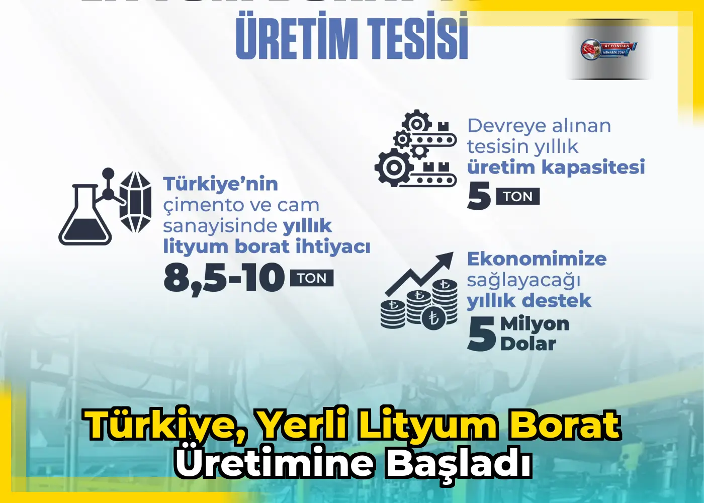 Türkiye, yerli lityum borat üretimine başladı