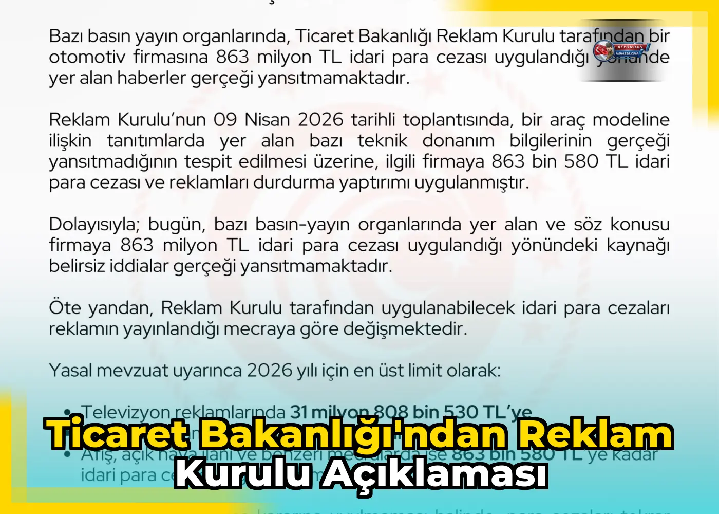 Ticaret Bakanlığı'ndan Reklam Kurulu Açıklaması