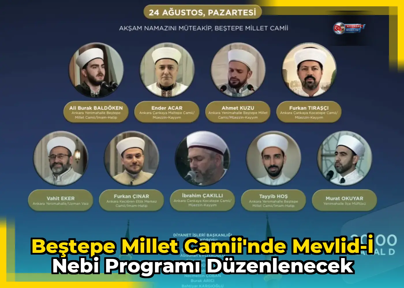 Beştepe Millet Camii'nde Mevlid-i Nebi Programı Düzenlenecek