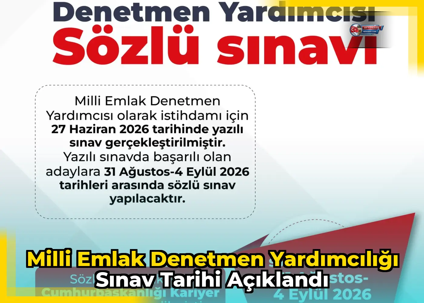 Milli Emlak Denetmen Yardımcılığı sınav tarihi açıklandı
