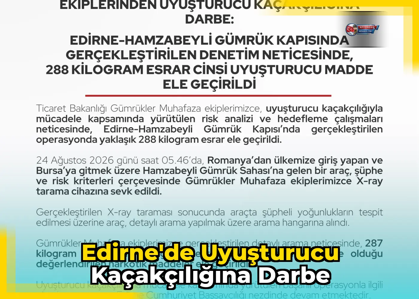 Edirne'de Uyuşturucu Kaçakçılığına Darbe