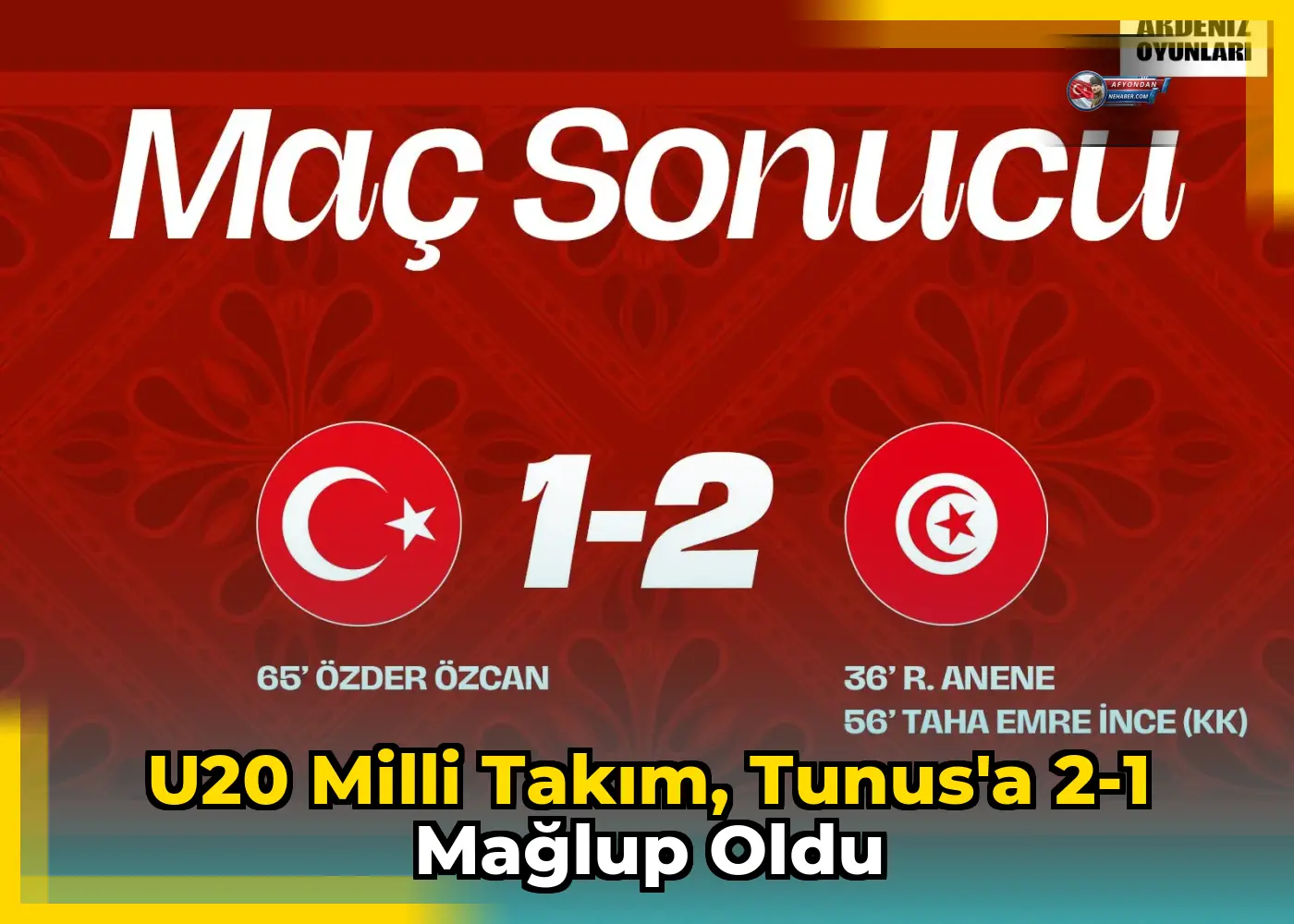 U20 Milli Takım, Tunus'a 2-1 mağlup oldu