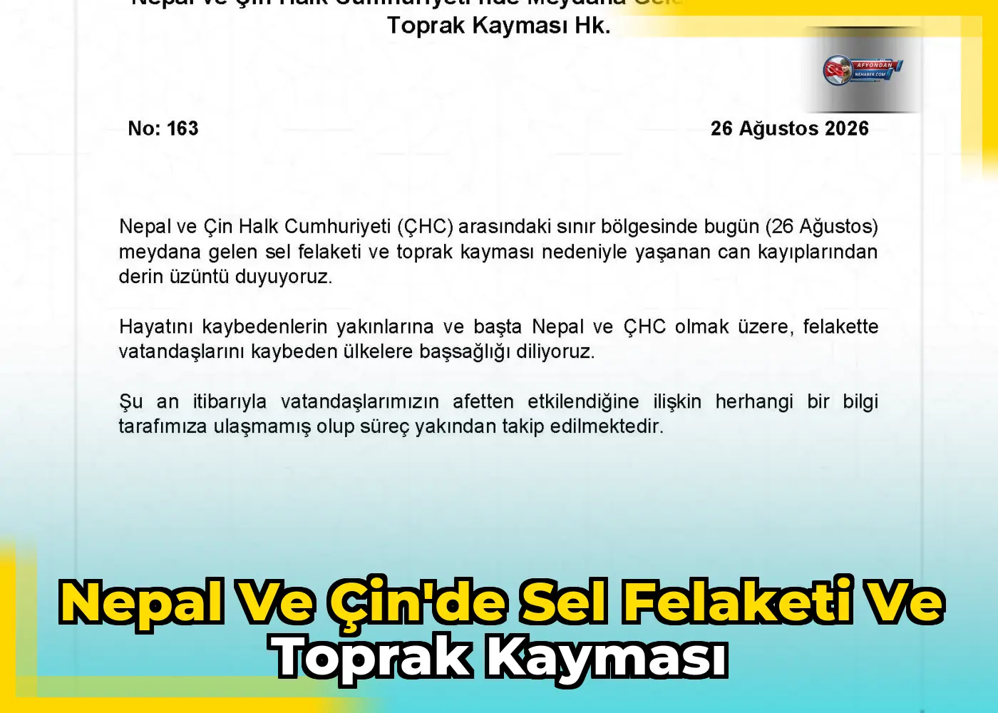Nepal ve Çin'de Sel Felaketi ve Toprak Kayması
