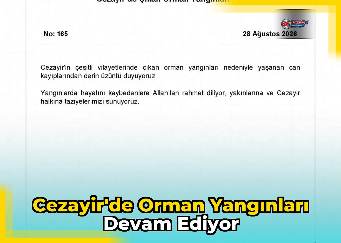 Cezayir'de Orman Yangınları Devam Ediyor