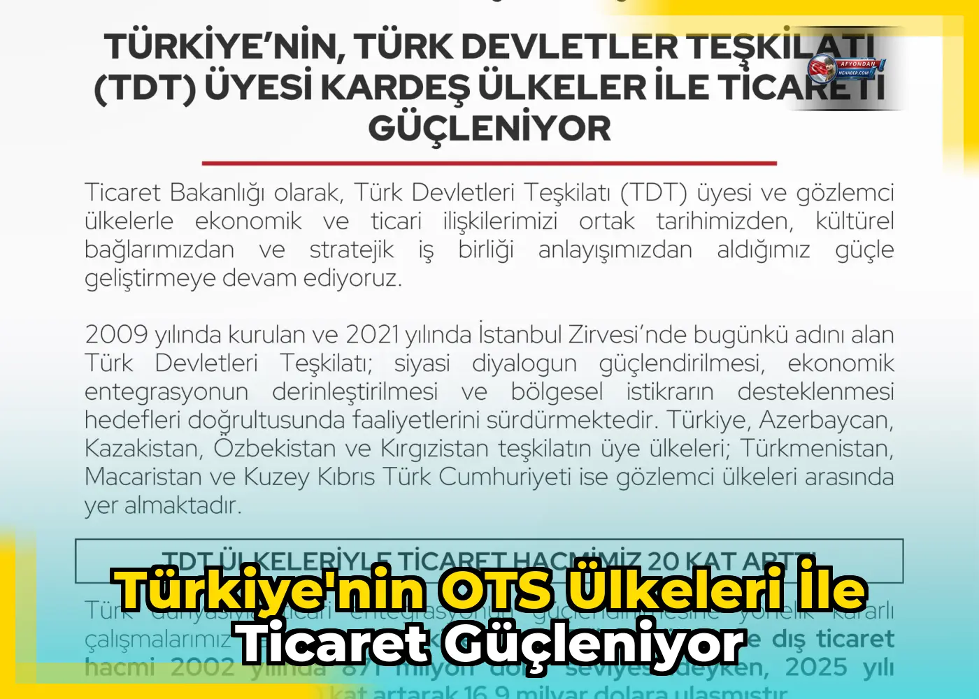 Türkiye'nin OTS Ülkeleri ile Ticaret Güçleniyor