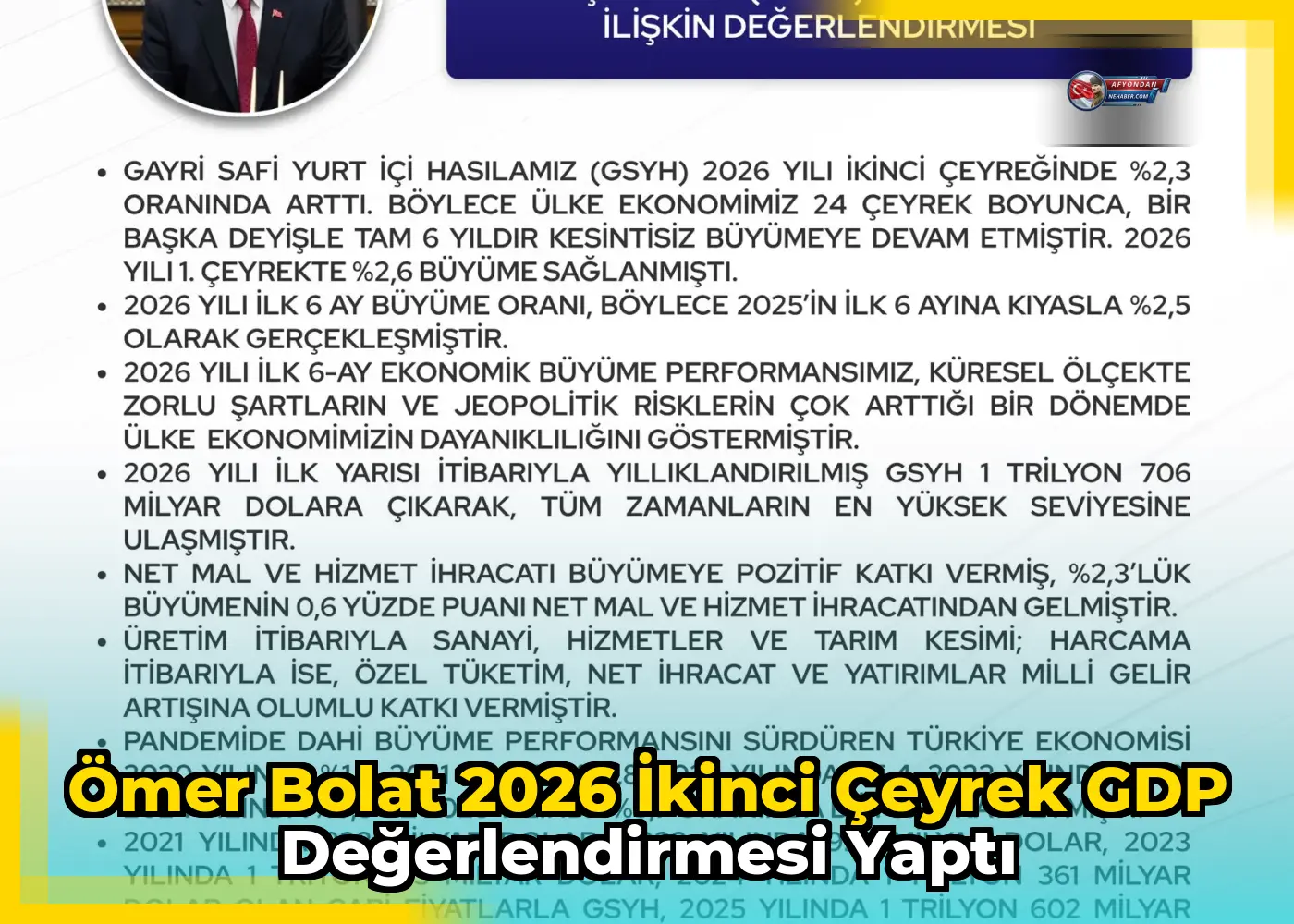Ömer Bolat 2026 ikinci çeyrek GDP değerlendirmesi yaptı