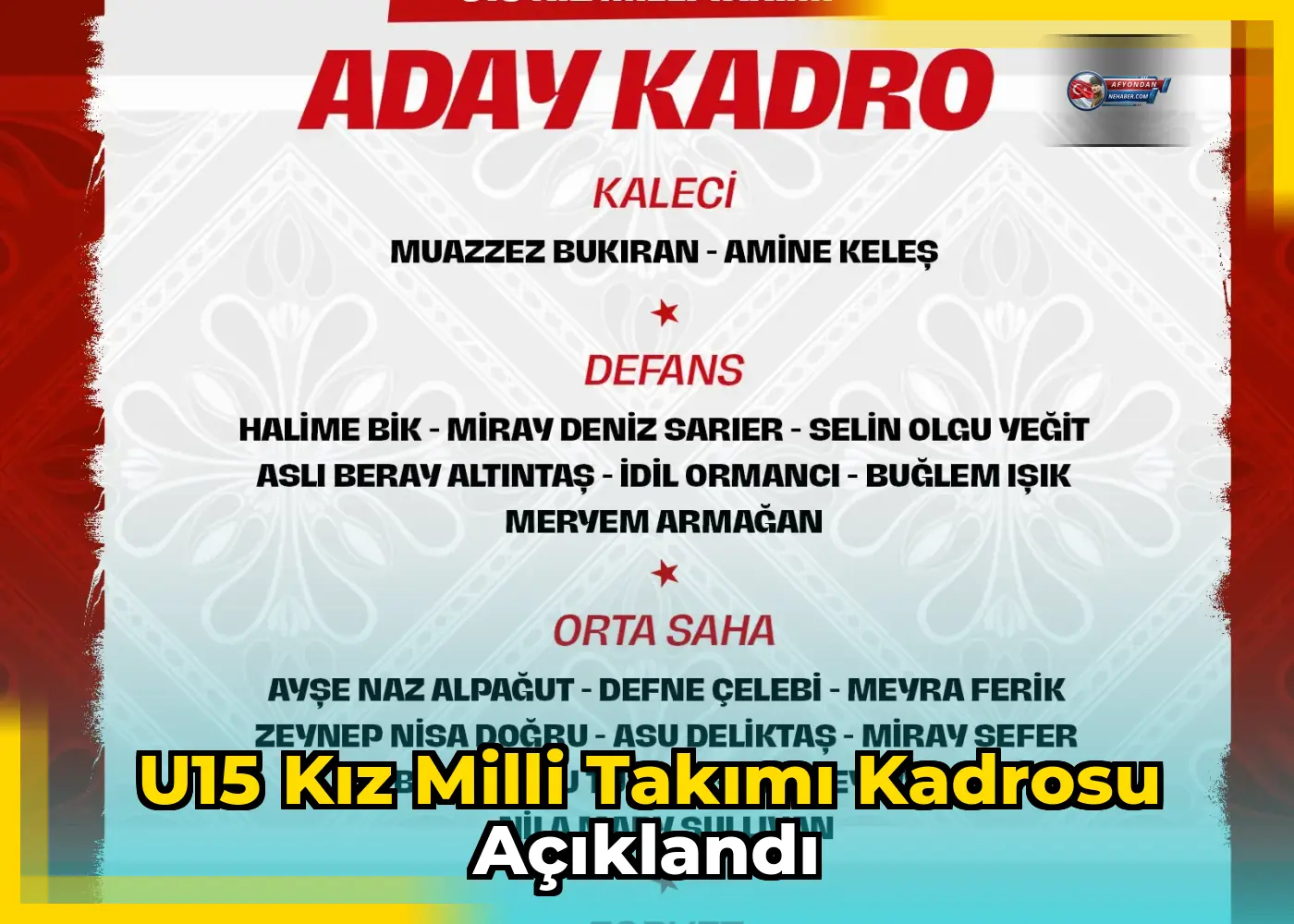 U15 Kız Milli Takımı kadrosu açıklandı