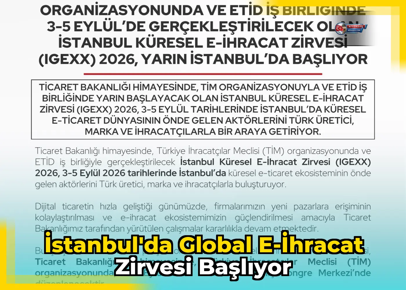 İstanbul'da Global E-İhracat Zirvesi Başlıyor