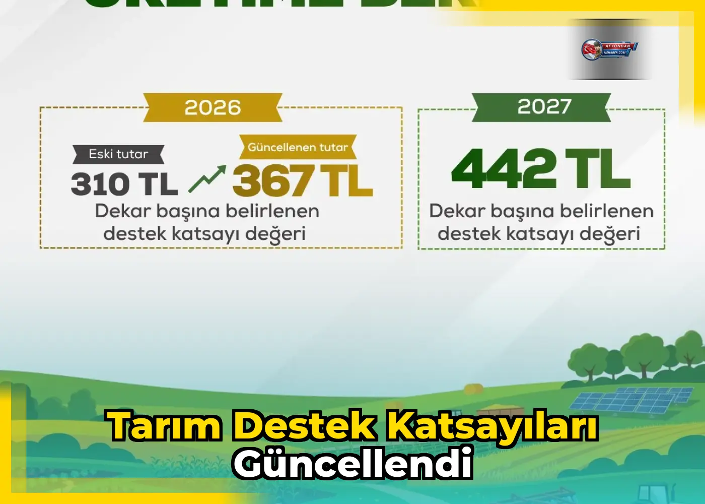 Tarım destek katsayıları güncellendi