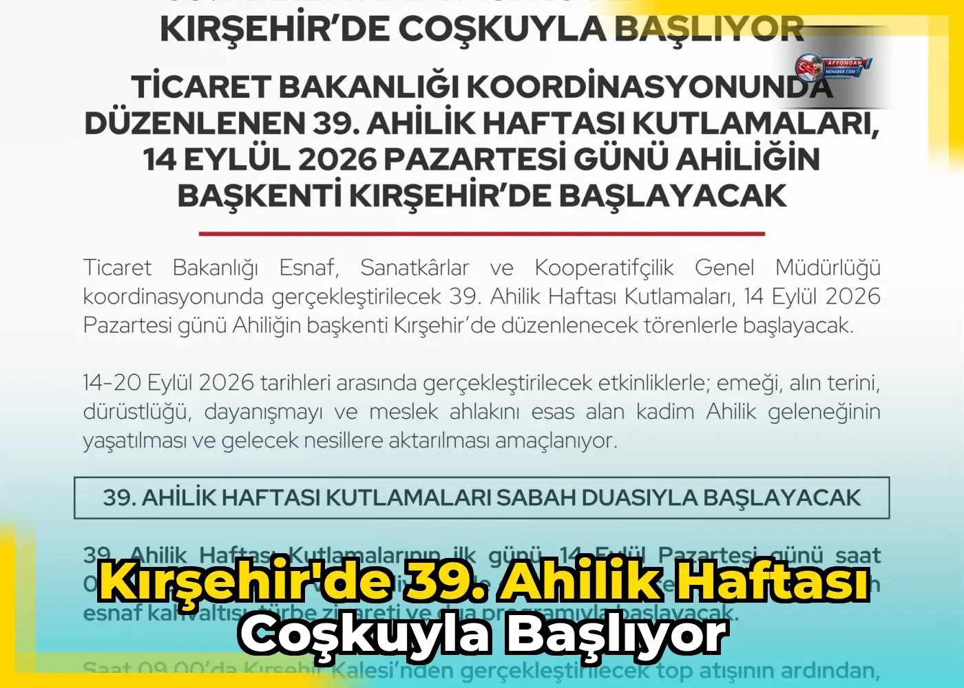 Kırşehir'de 39. Ahilik Haftası coşkuyla başlıyor
