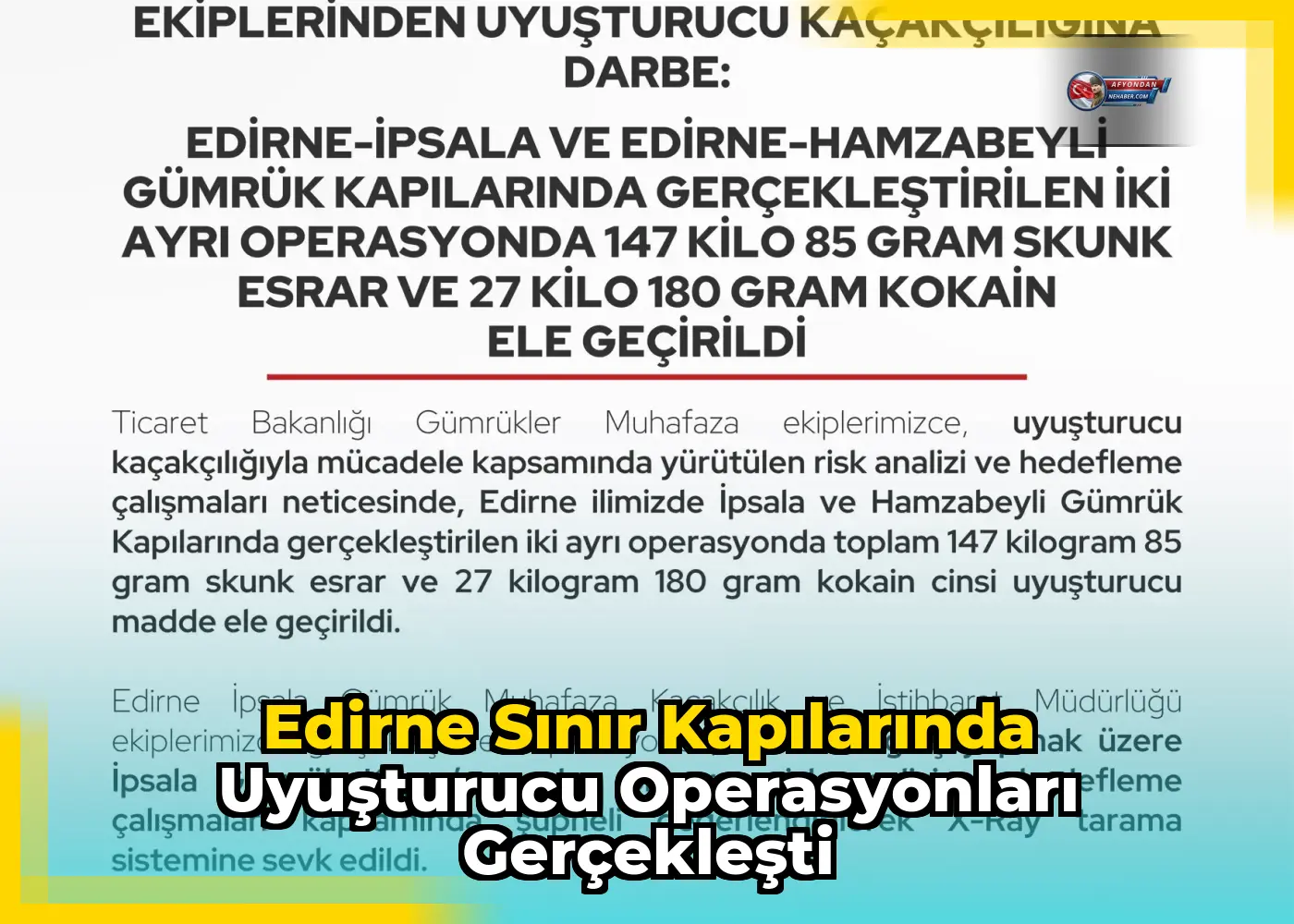 Edirne Sınır Kapılarında Uyuşturucu Operasyonları Gerçekleşti