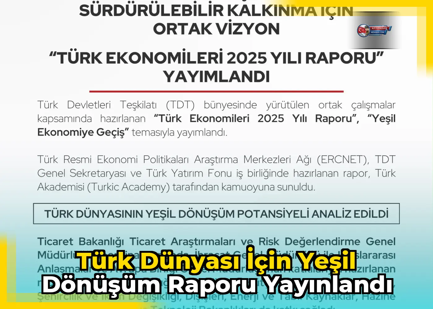 Türk Dünyası için Yeşil Dönüşüm Raporu Yayınlandı