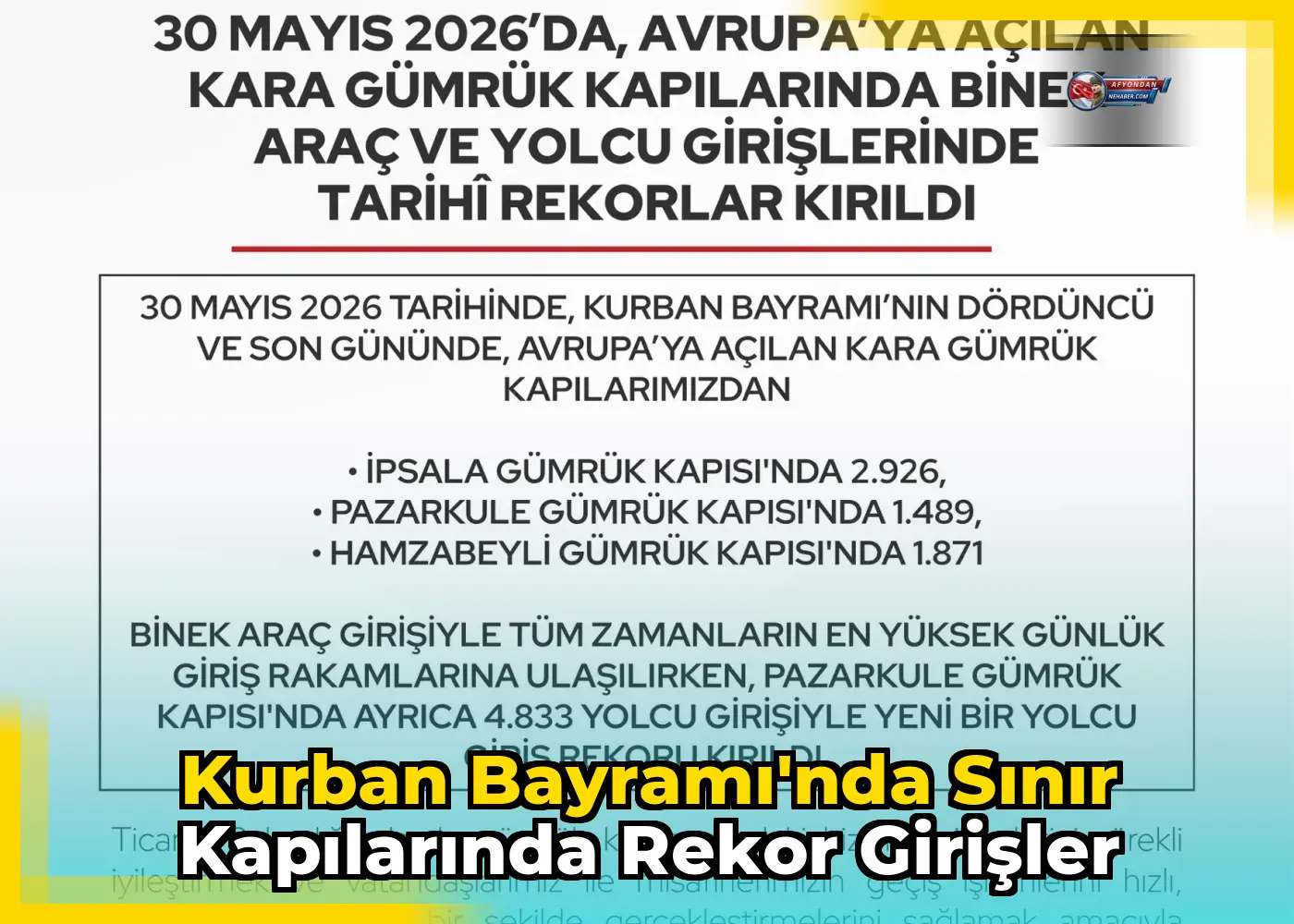 Kurban Bayramı'nda Sınır Kapılarında Rekor Girişler
