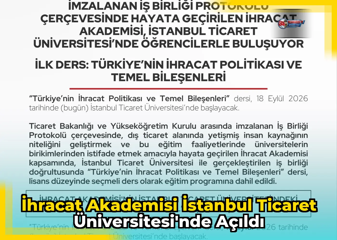 İhracat Akademisi İstanbul Ticaret Üniversitesi'nde açıldı