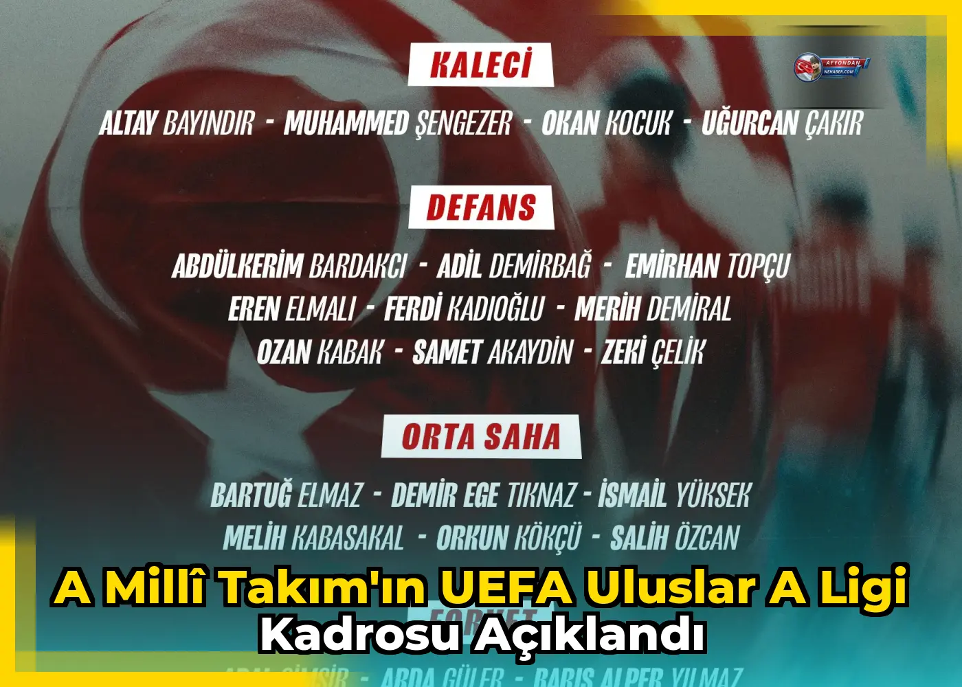 A Millî Takım'ın UEFA Uluslar A Ligi kadrosu açıklandı