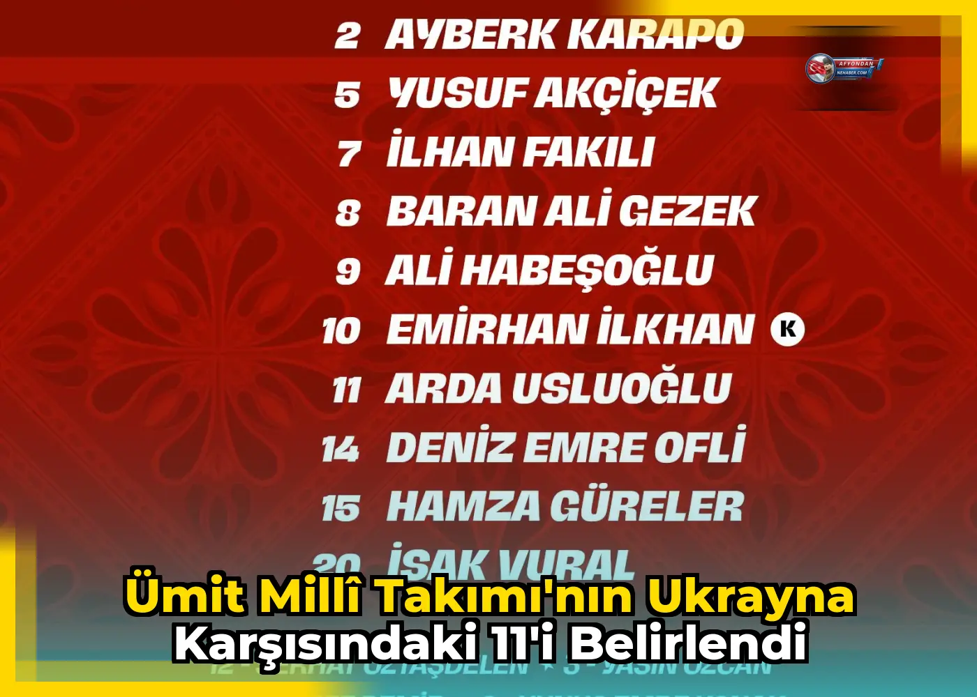 Ümit Millî Takımı'nın Ukrayna karşısındaki 11'i belirlendi