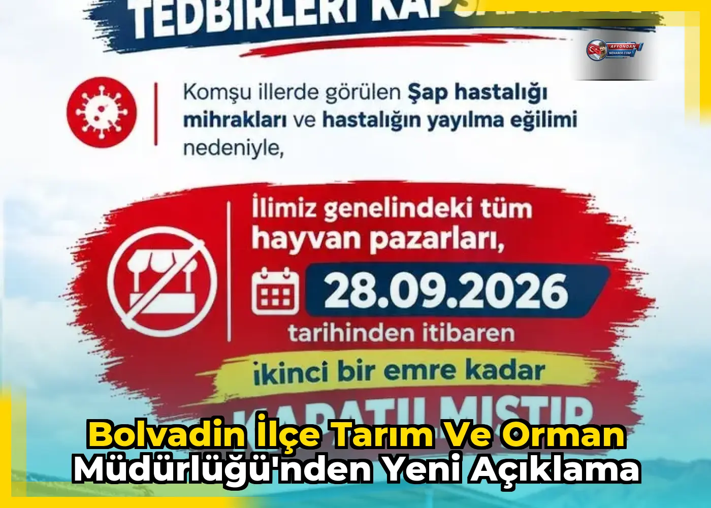 Bolvadin İlçe Tarım ve Orman Müdürlüğü'nden yeni açıklama