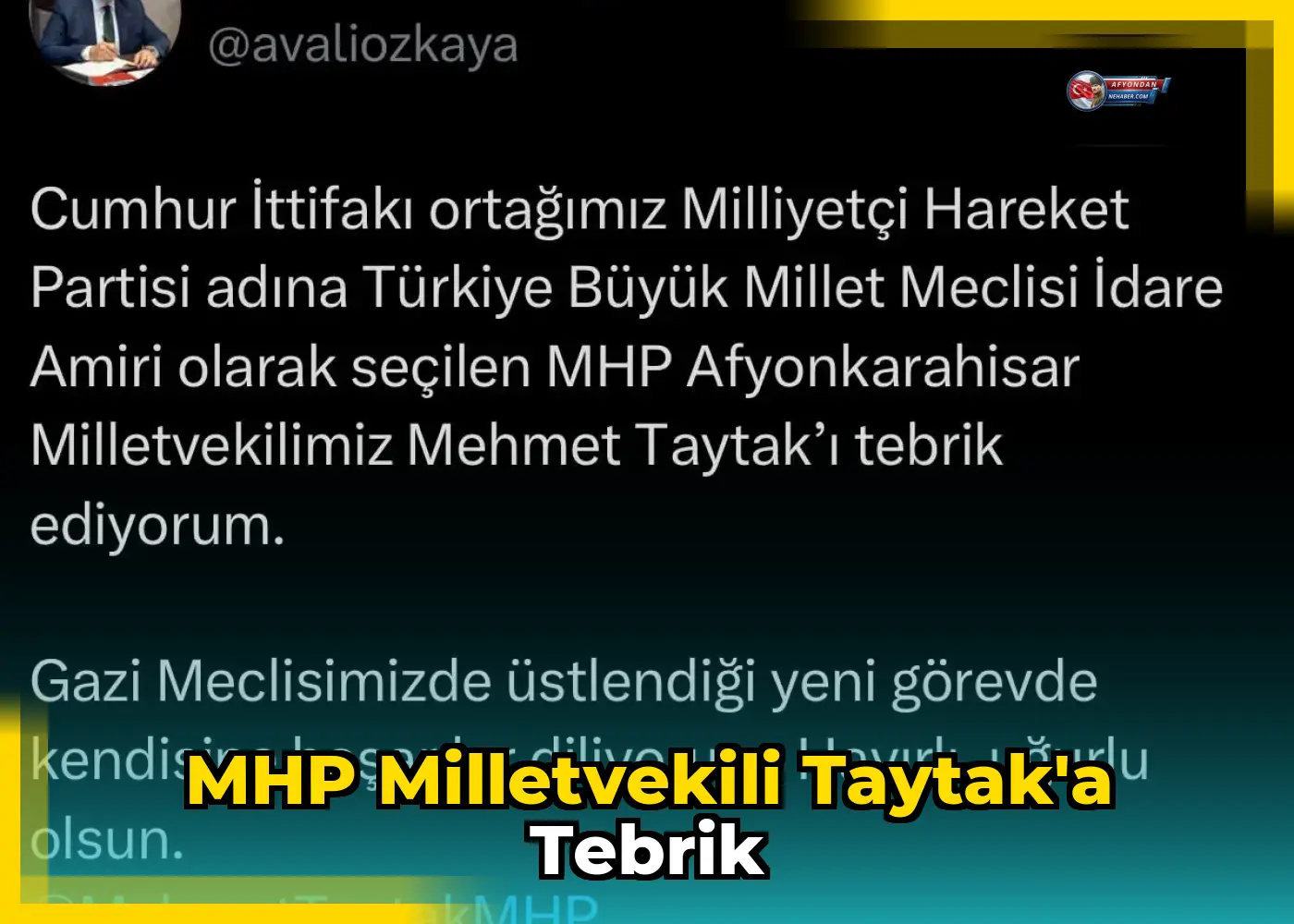 MHP Milletvekili Taytak'a Tebrik