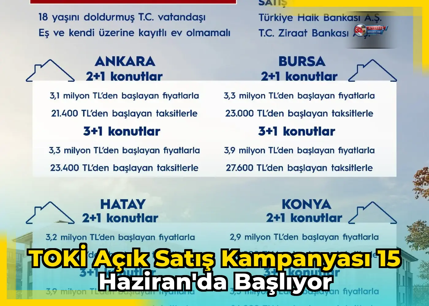 TOKİ açık satış kampanyası 15 Haziran'da başlıyor