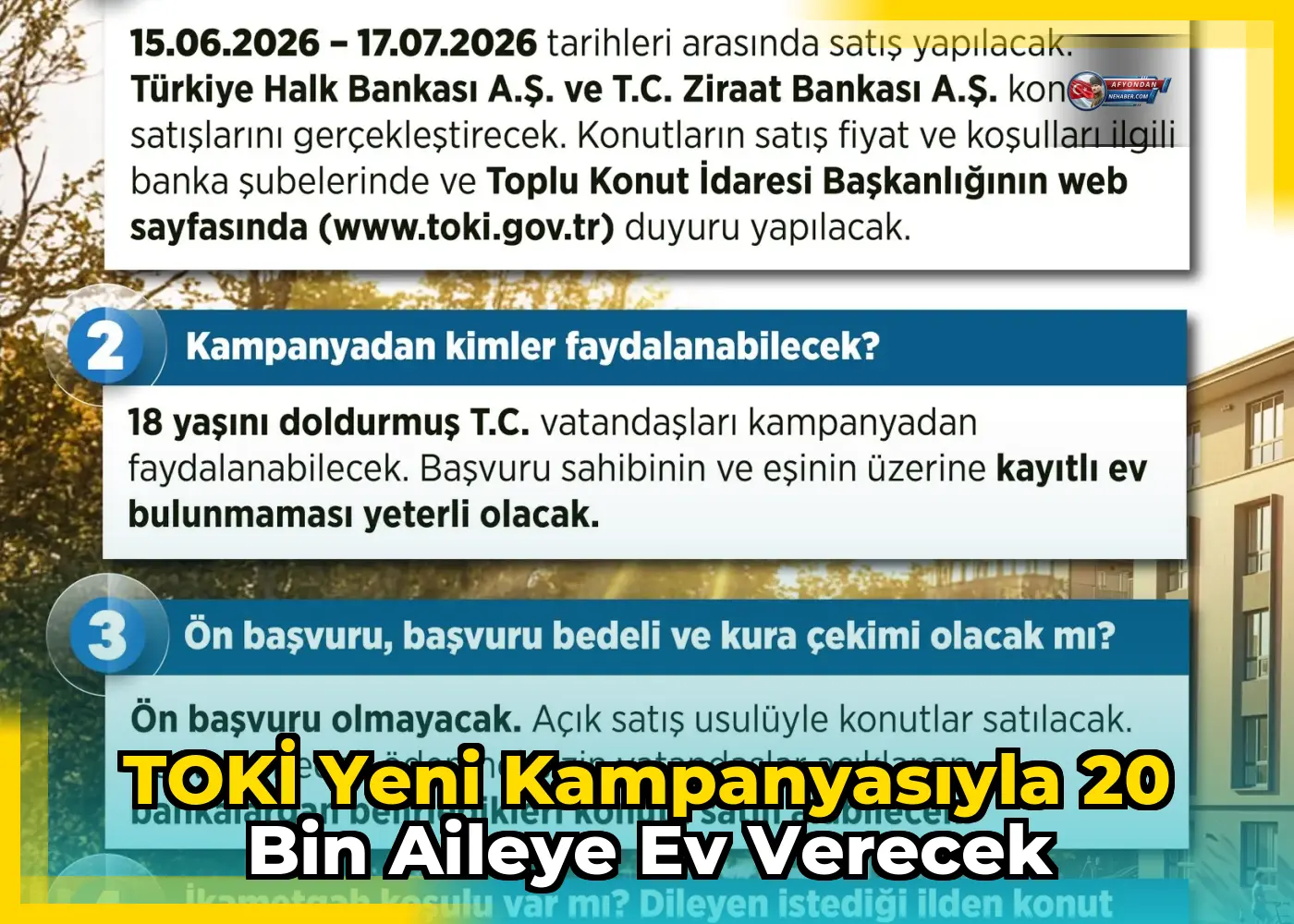 TOKİ yeni kampanyasıyla 20 bin aileye ev verecek