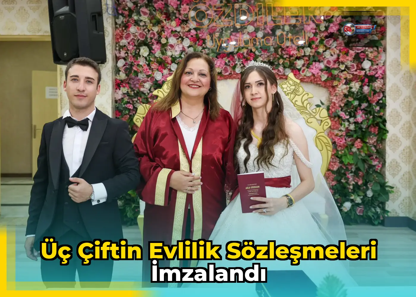 Üç çiftin evlilik sözleşmeleri imzalandı