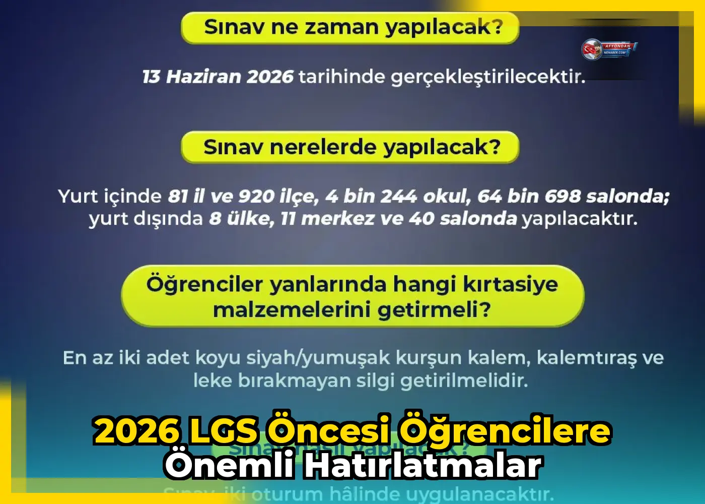 2026 LGS öncesi öğrencilere önemli hatırlatmalar