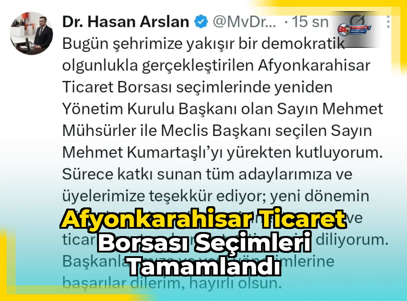 Afyonkarahisar Ticaret Borsası Seçimleri Tamamlandı
