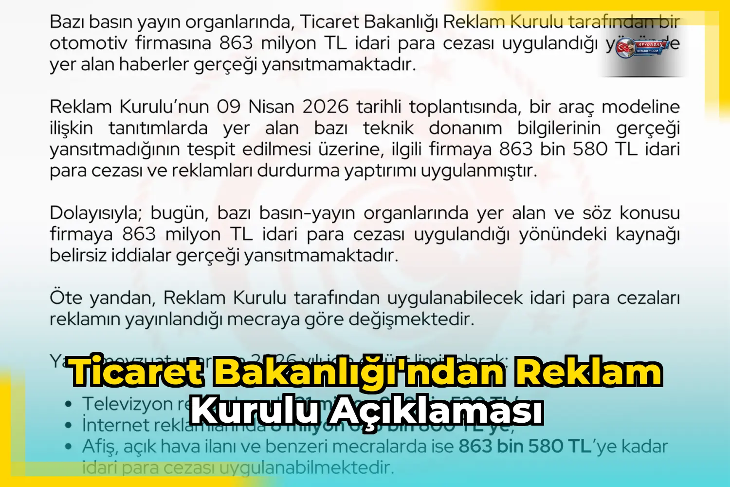 Ticaret Bakanlığı'ndan Reklam Kurulu Açıklaması