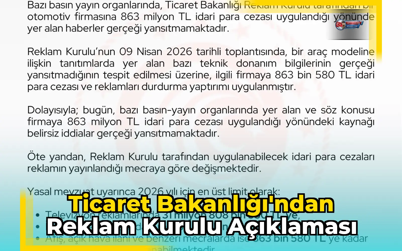 Ticaret Bakanlığı'ndan Reklam Kurulu Açıklaması